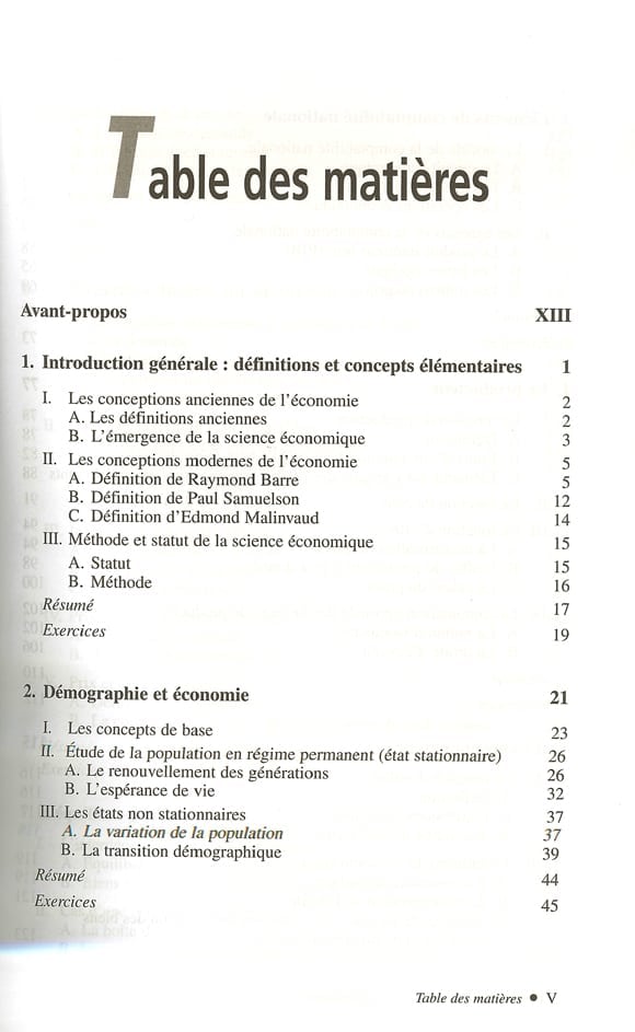 Introduction à l'économie - Sommaire page 1
